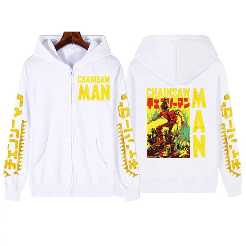 Unisex Anime Print Loog Sleeve Zipper Hoodie