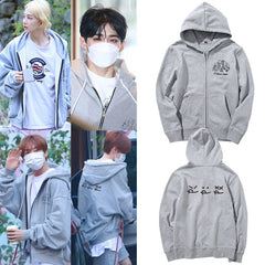 Unisex Kpop Graphic Hooded Cardigan Jacket