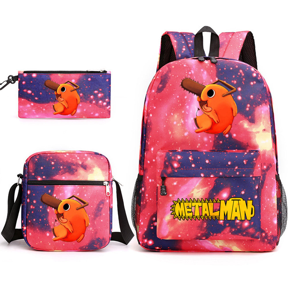 Pochita School Bag Three-piece Backpack