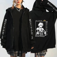 Unisex Anime Printed Zipper Pullover Hoodie