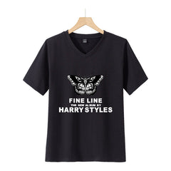 Trendy Harry Print Loose V-neck Short-sleeved T-shirt