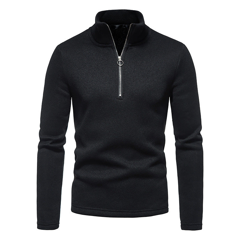 Hollow Front Zipper Design Men's High Neck Base Shirt