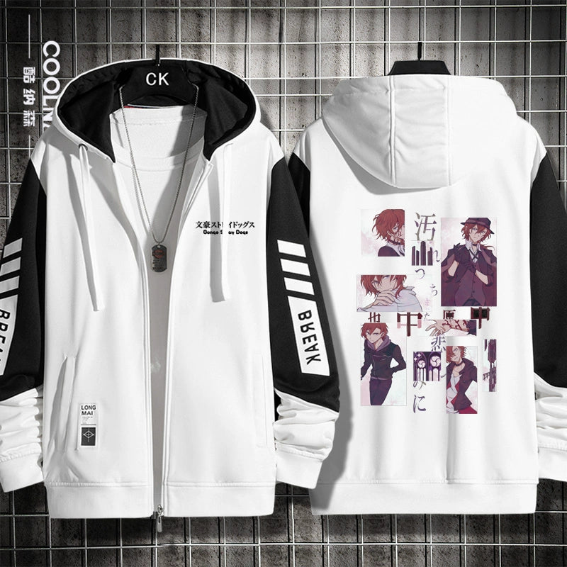 Unisex Anime Dazai Cardigan Zipper Hoodie
