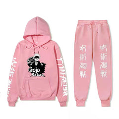 Unisex Gojo Printed Casual Hoodie Sports Pants Set