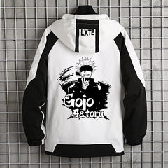 Trendy Anime Gojo Printed Hooded Casual Jacket