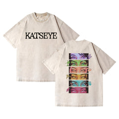 Vintage Katseye Cotton Washed Short-sleeved T-shirt