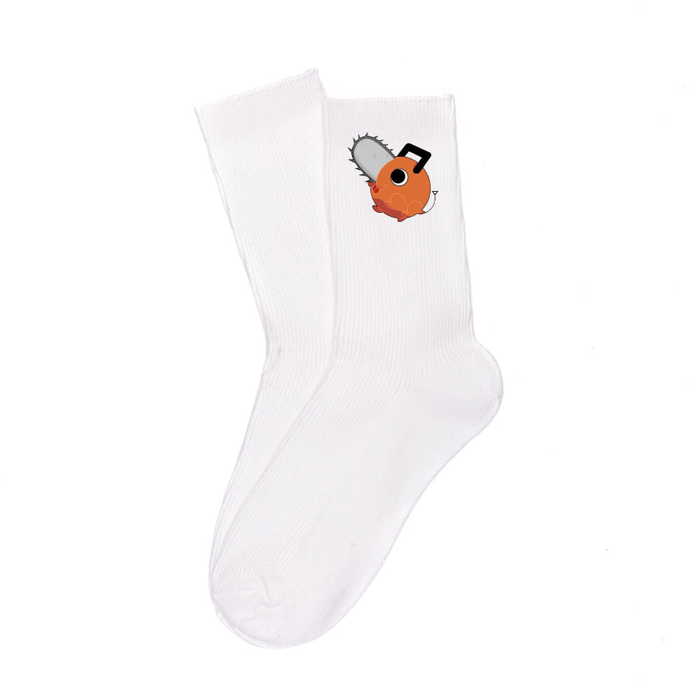 Pochita Breathable Printed Cotton Socks