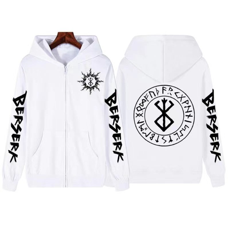 Unisex Anime Logo Printed Zip Up Hoodie