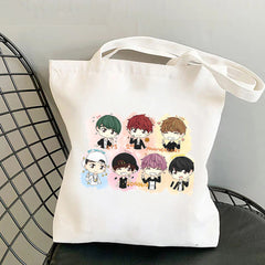 BANGTAN Cartoon Printed Canvas Tote Bag