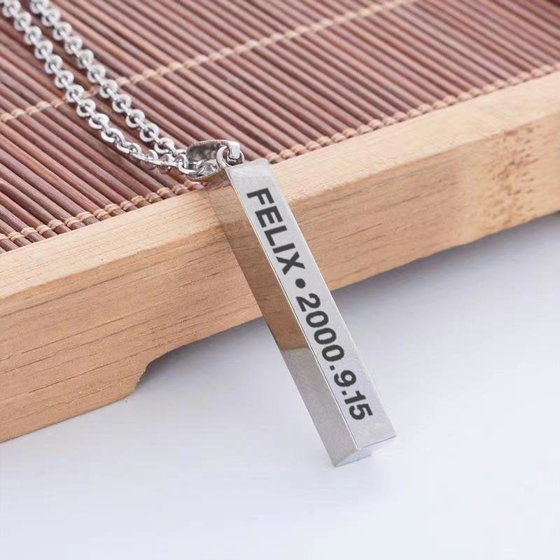 Cool Versatile Name Square Vertical Bar Necklace