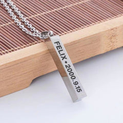 Cool Versatile Name Square Vertical Bar Necklace