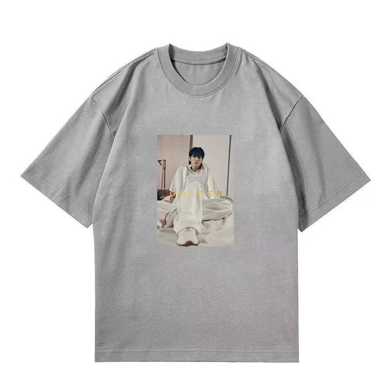 Unisex Kpop Pattern Cotton Loose T-shirt