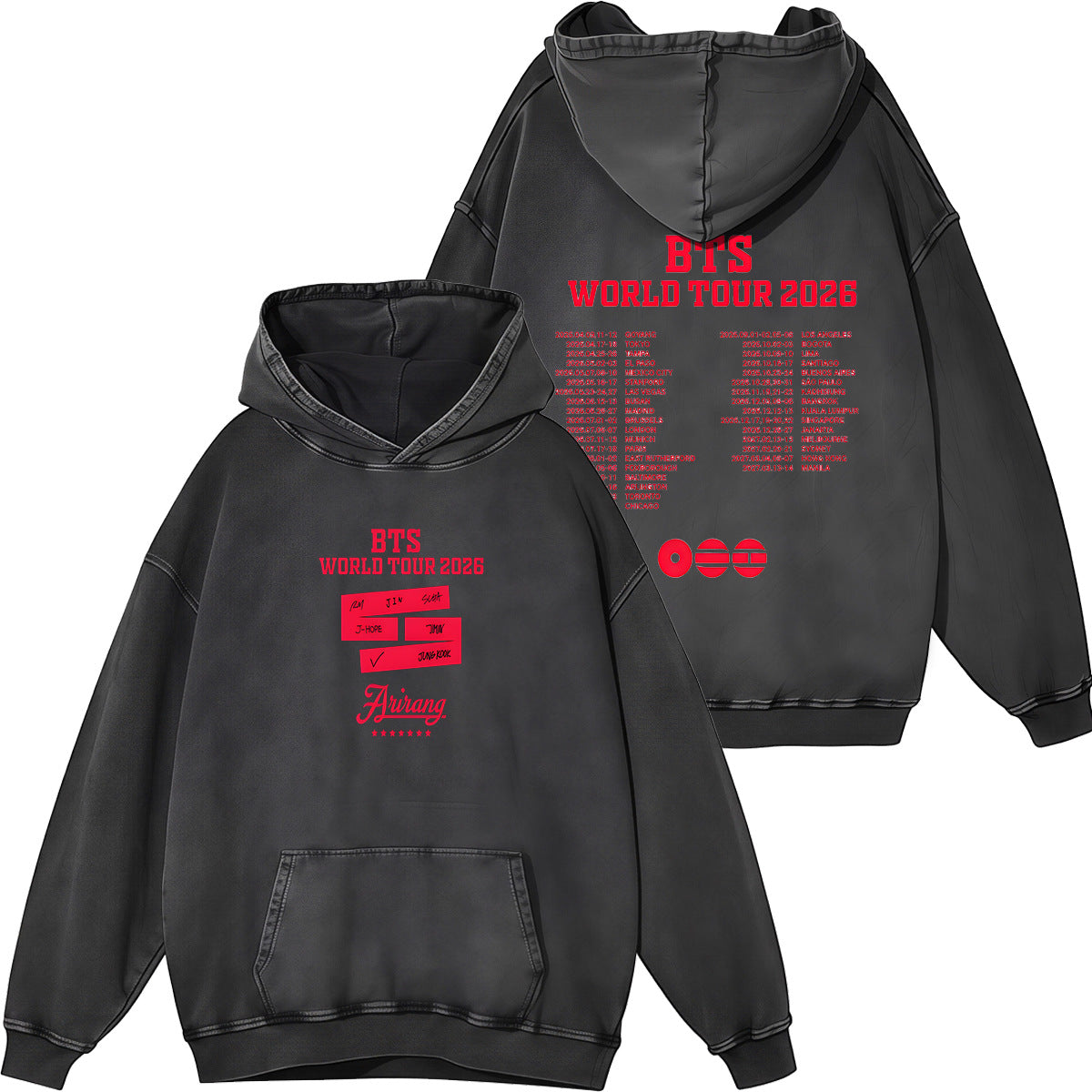 Vintage BANGTAN 2026 Tour Cotton Washed Hoodie