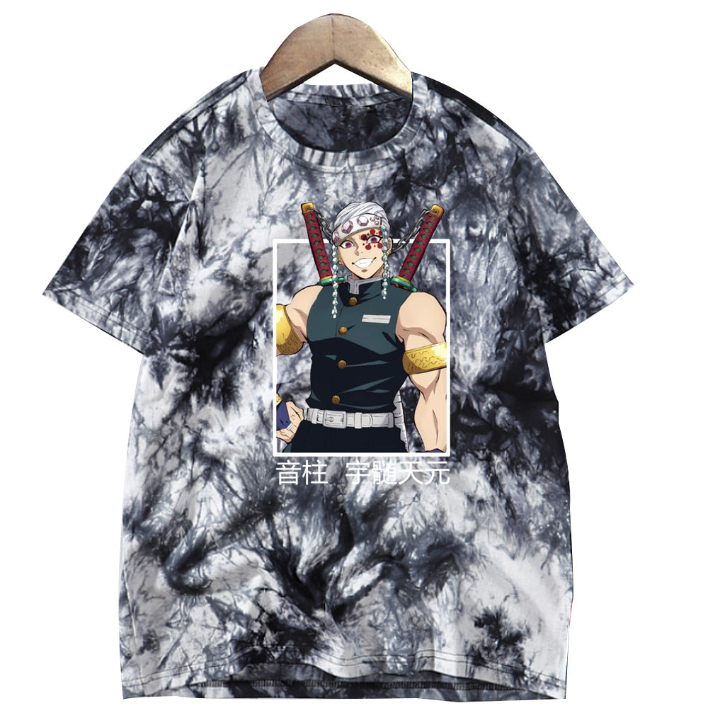 Unisex Trendy Anime Printed Tie-dye Short-sleeved T-shirt