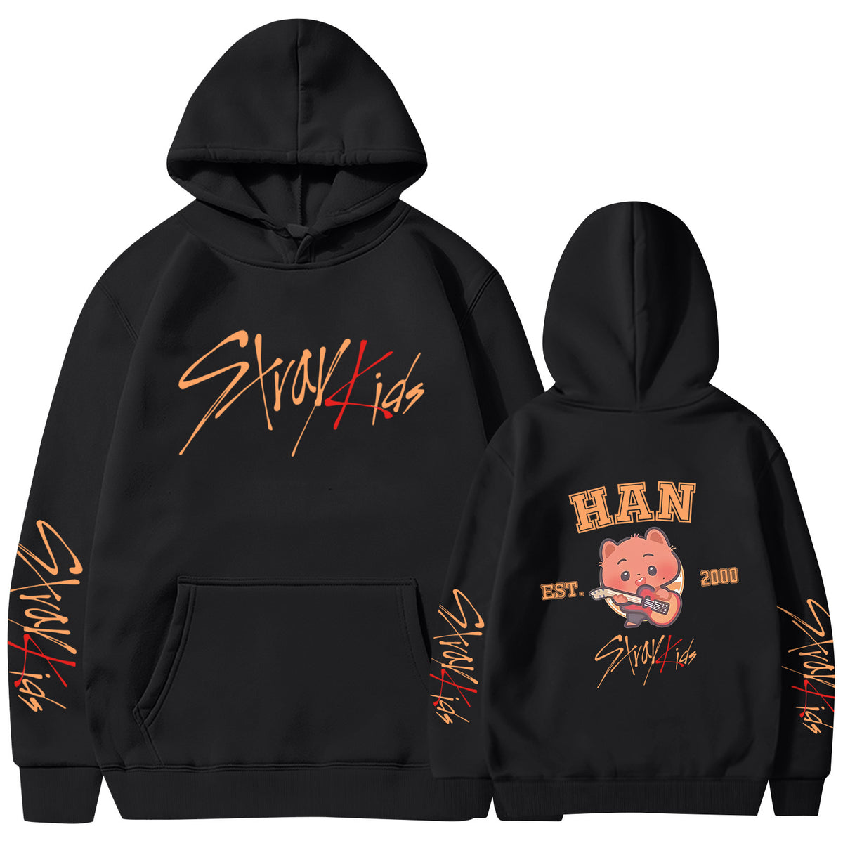 Casual SKZ Pattern Printed Pullover Hoodie Top