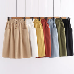 Women's High Waist Solid Color Skirt