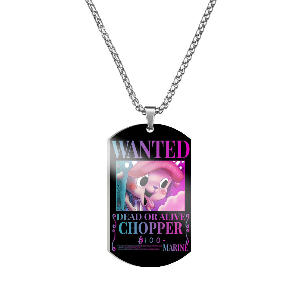 Luffy Wanted Printed Dog Tag Necklace