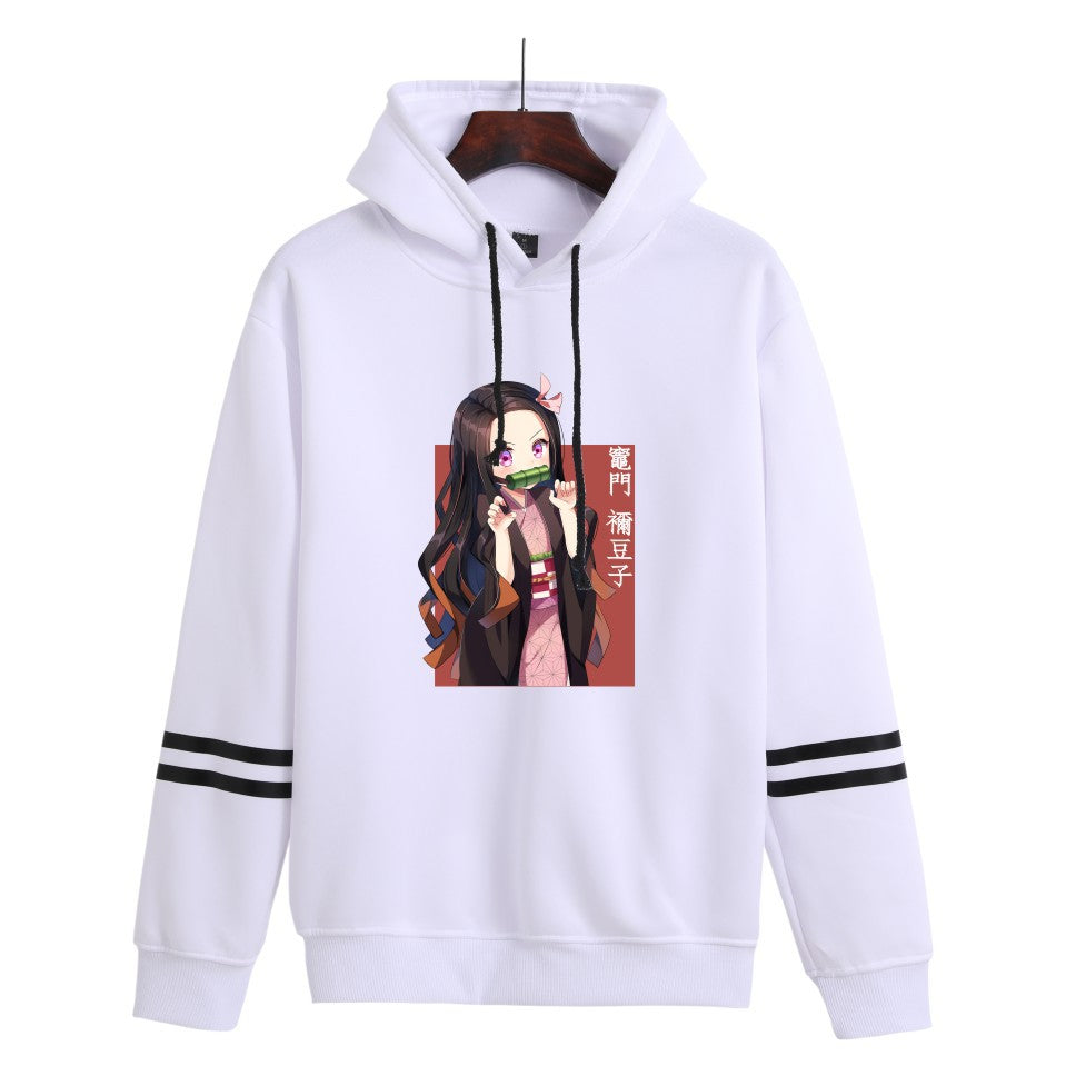 Casual Cute Anime Figure Striped Pullover Hoodie