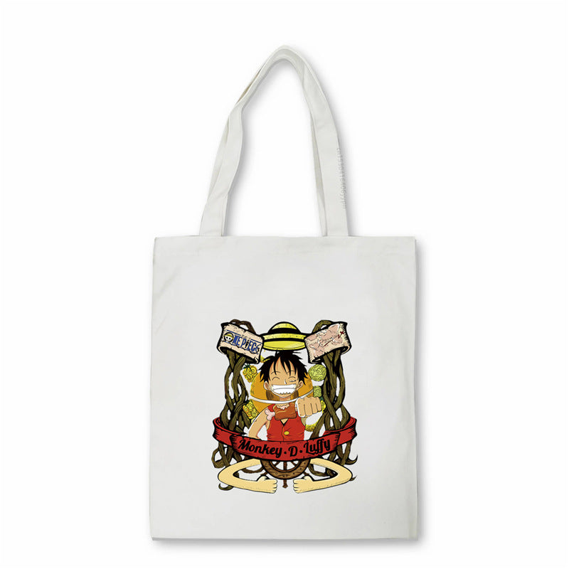 Trendy Luffy Printed Canvas Shoulder Tote Bag