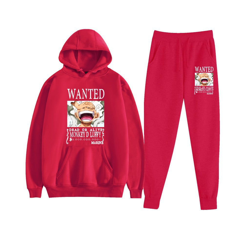 Unisex Luffy Anime Printed Hoodie Sports Pants