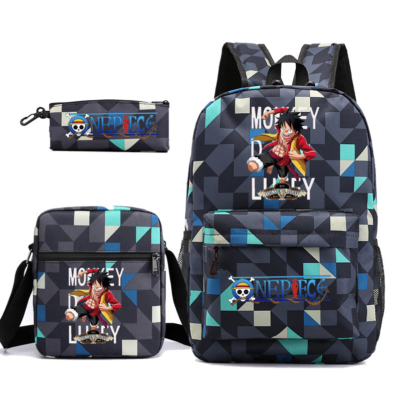 Trendy Anime Backpack Shoulder Pencil Bag Three-piece Set