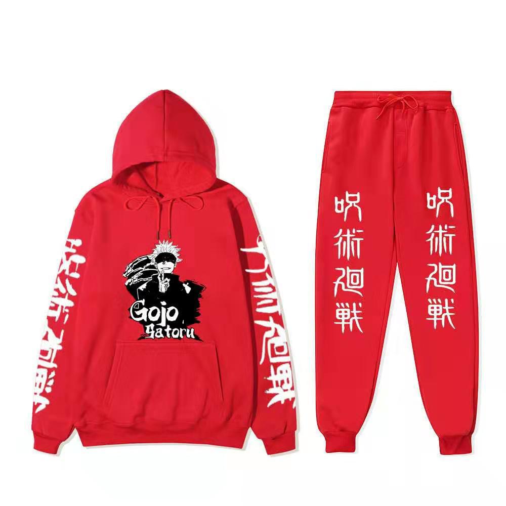 Unisex Gojo Printed Casual Hoodie Sports Pants Set