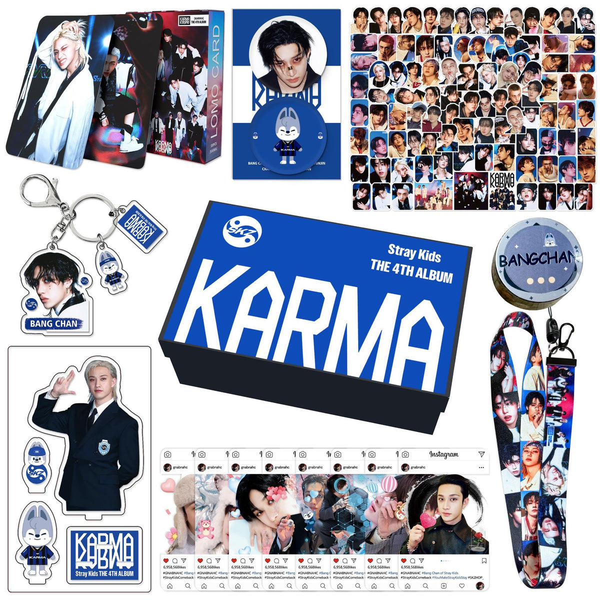 FELIX Bang Chan Hyun Jin Keychain Card Sticker Gift Box