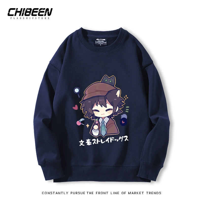 Casual Anime Printed Crew Neck Sweatshirt