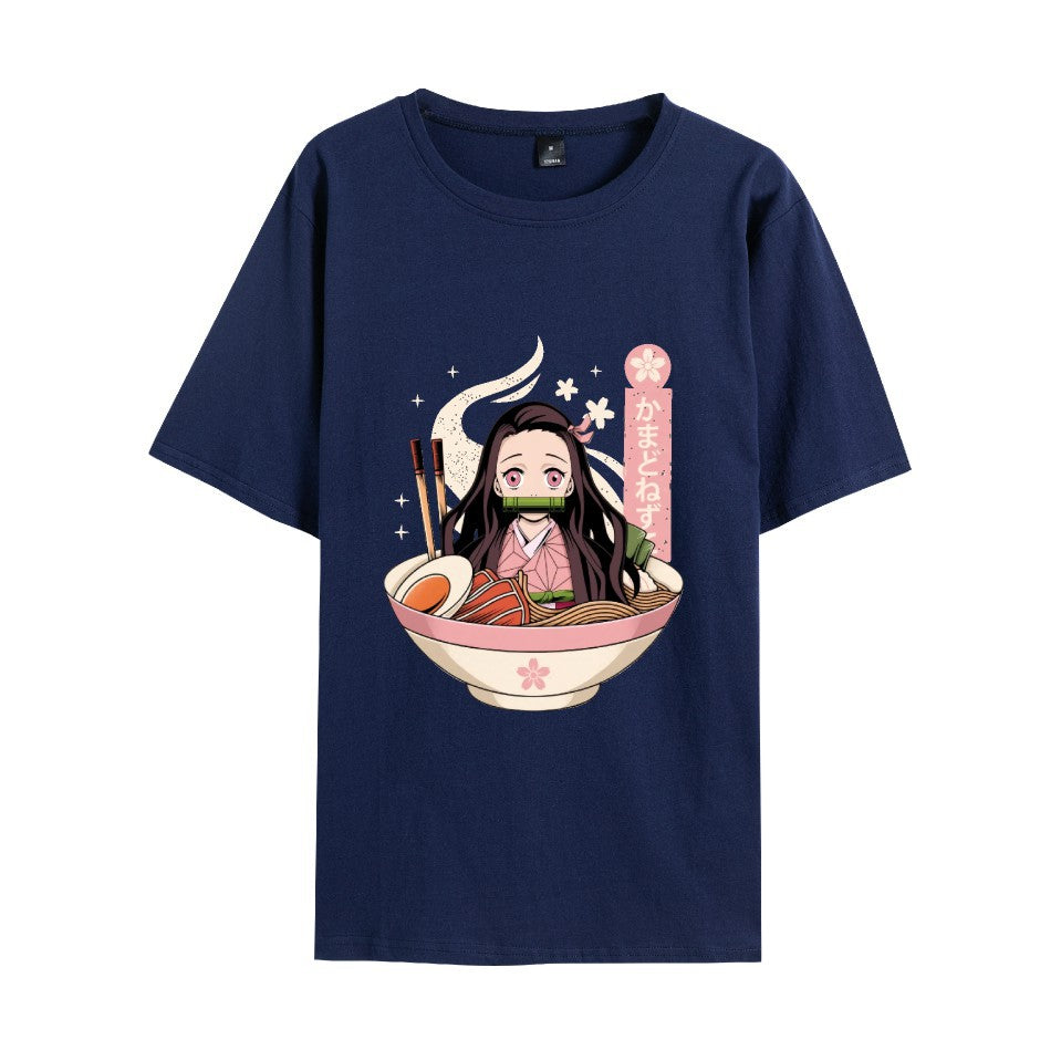 Unisex Anime Printed Crew Neck Loose T-Shirt