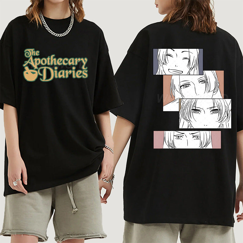 Girl's Anime Round Neck Loose T-shirt