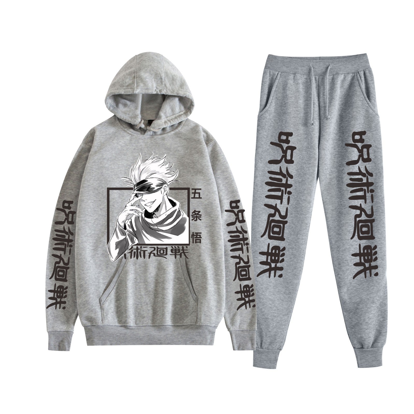 Unisex Anime Gojo Printed Hoodie Trousers Set