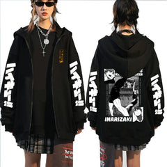 Unisex Anime Pattern Casual Zipper Hoodie