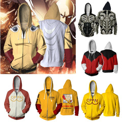 Saitama Digital Print Cosplay Zipper Hoodie