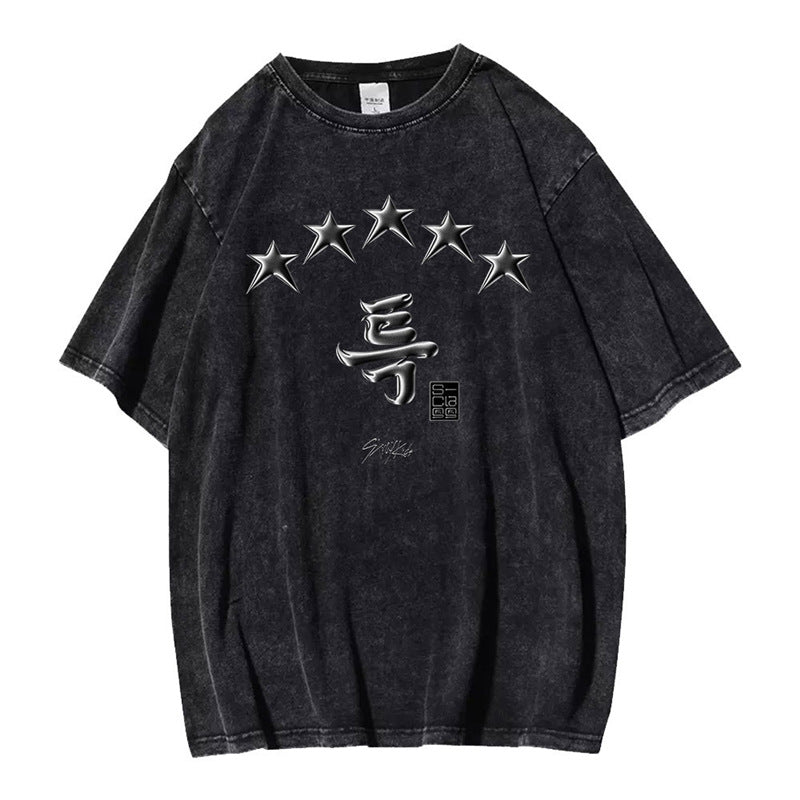 Unisex Kpop Album Logo Washed T-shirt