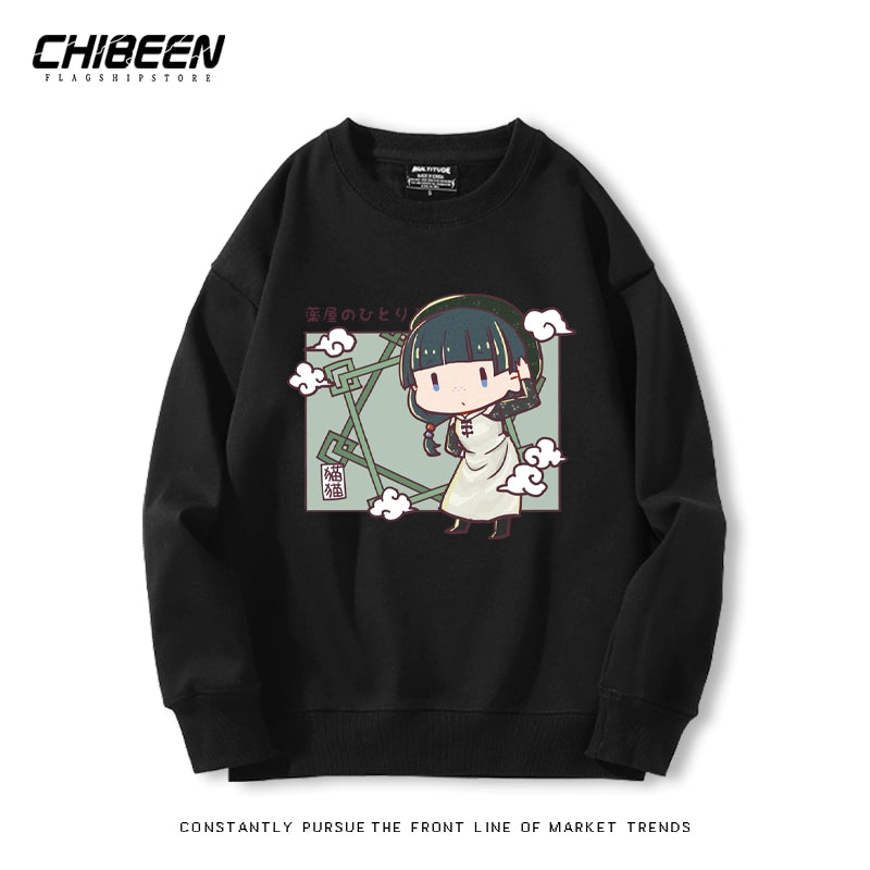 Cute Anime Pattern Print Crew Neck Sweatshirt