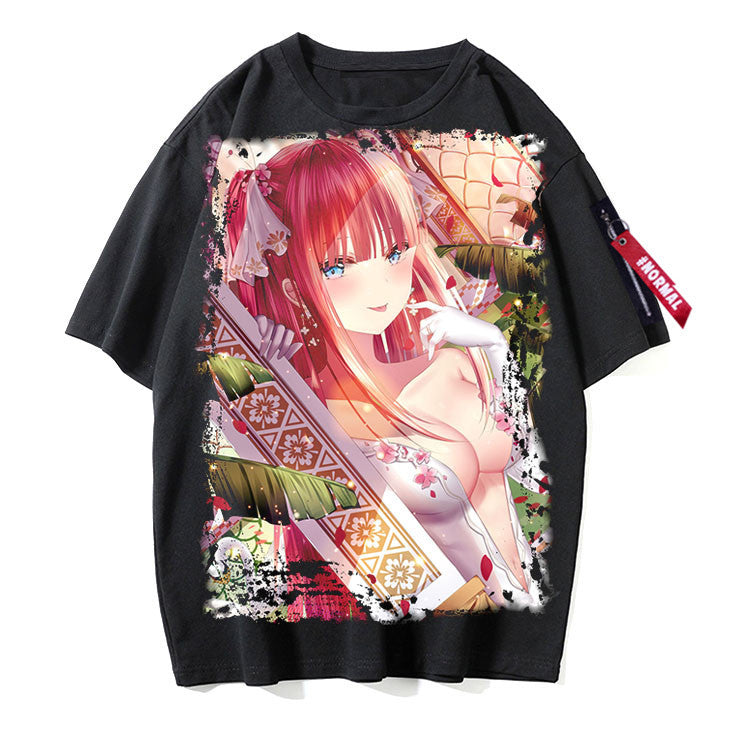 Women's Anime Short-sleeved Black T-shirt