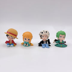 4 Seated Anime Luffy Zoro Doll Figures