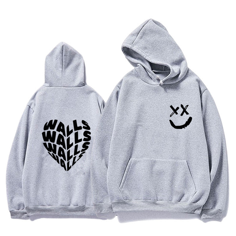 Unisex Smiling Face Walls Printed Loose Hoodie