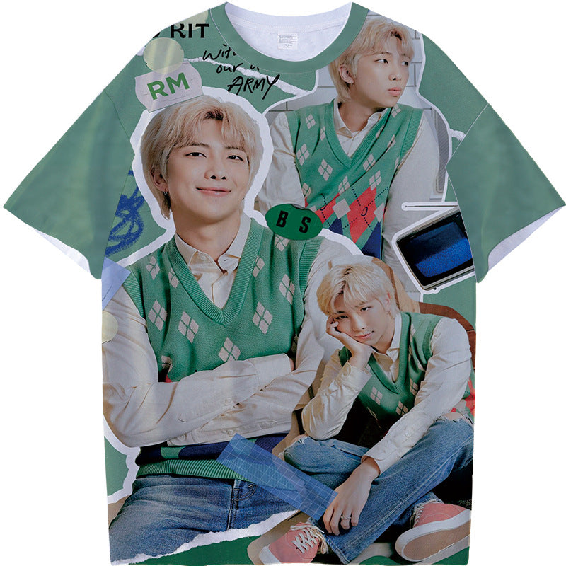KPOP Graphic Digital Print Short Sleeve T-Shirt
