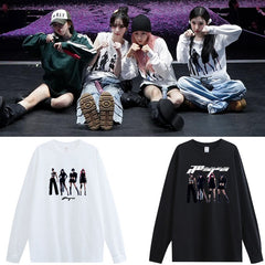 Kpop SynkParallelLine Printed Long Sleeve T-Shirt