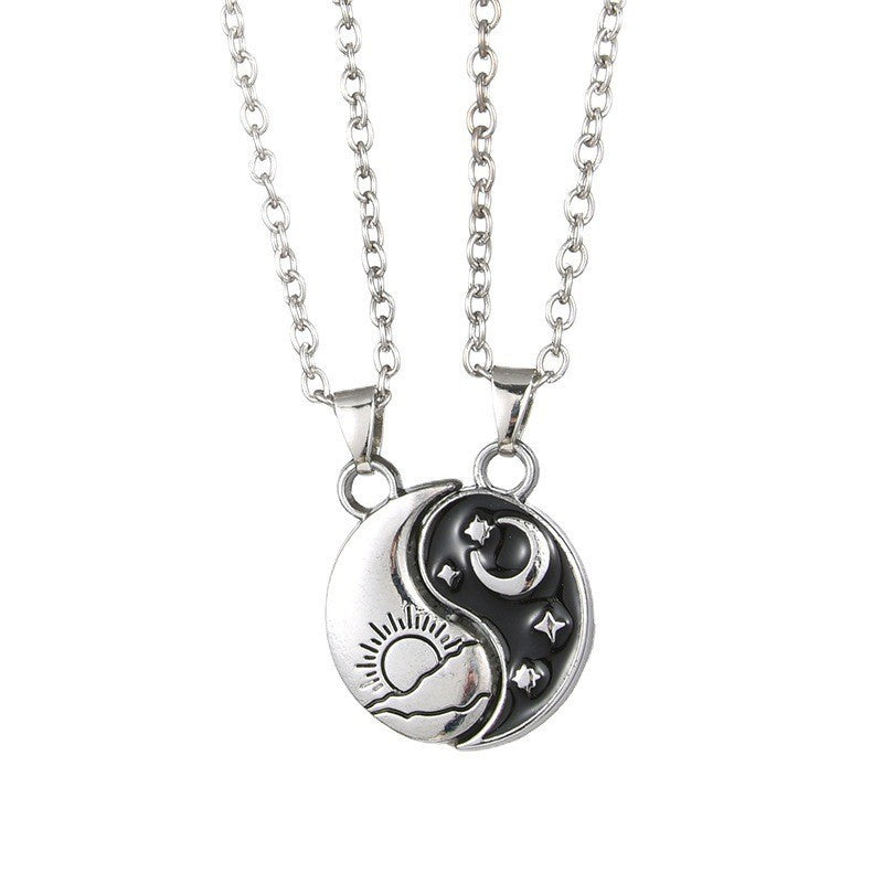 Sun Moon Yin Yang Couple Necklace Set
