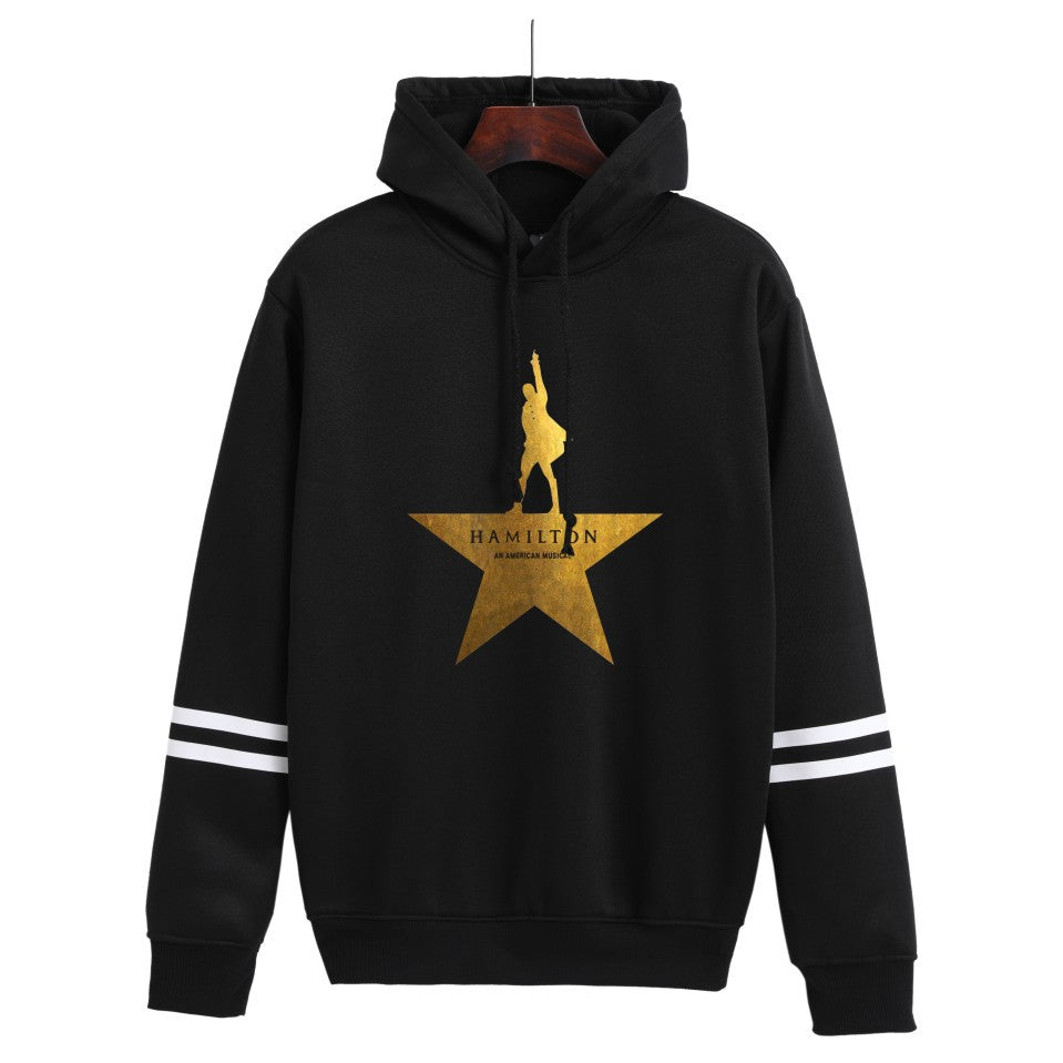 Unisex Anime Print Striped Loose Hoodie