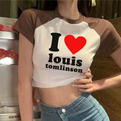 I Love Louis Letter Printed Cropped Tank Top