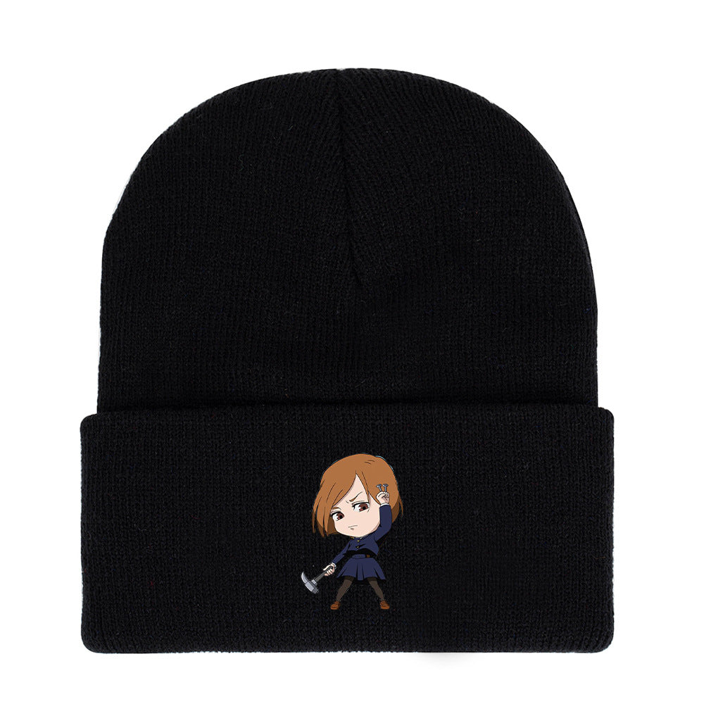 Cute Anime Print Warm Knitted Hat