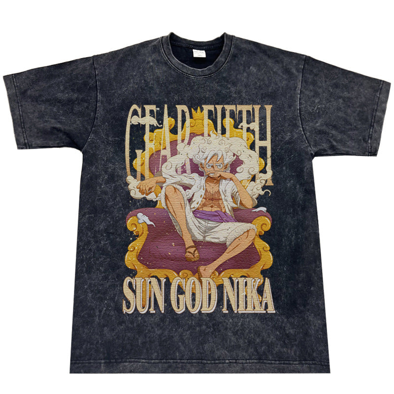 Luffy Short Sleeve Loose Washed T-Shirt