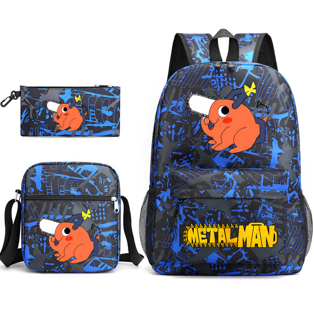 Pochita School Bag Three-piece Backpack