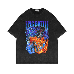 Vintage Anime Cotton Washed Short-sleeved T-shirt