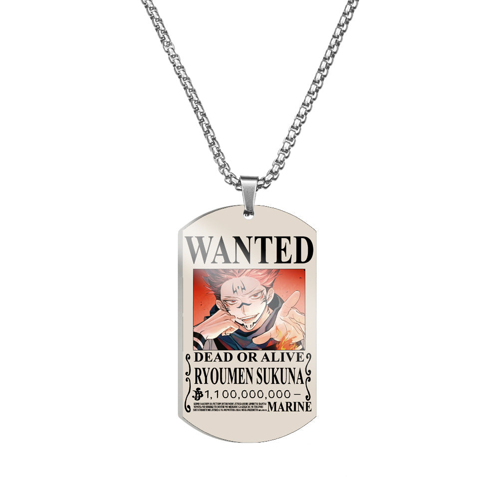 Trendy Anime Printed Dog Tag Necklace