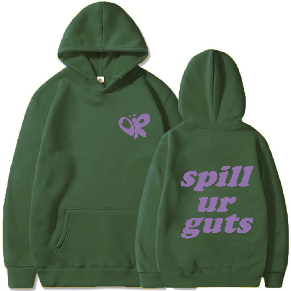 Casual Spill Ur Guts Olivia Printed Hoodie