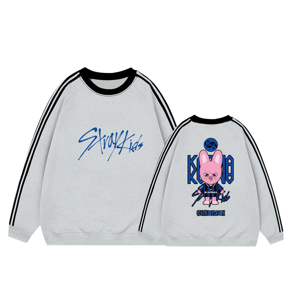 Karma Cartoon Doll Stripe Cotton Sweatshirt